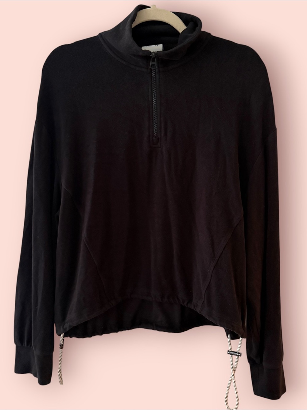 Varley Black Oversized Half Zip Cinch Hem Pullover